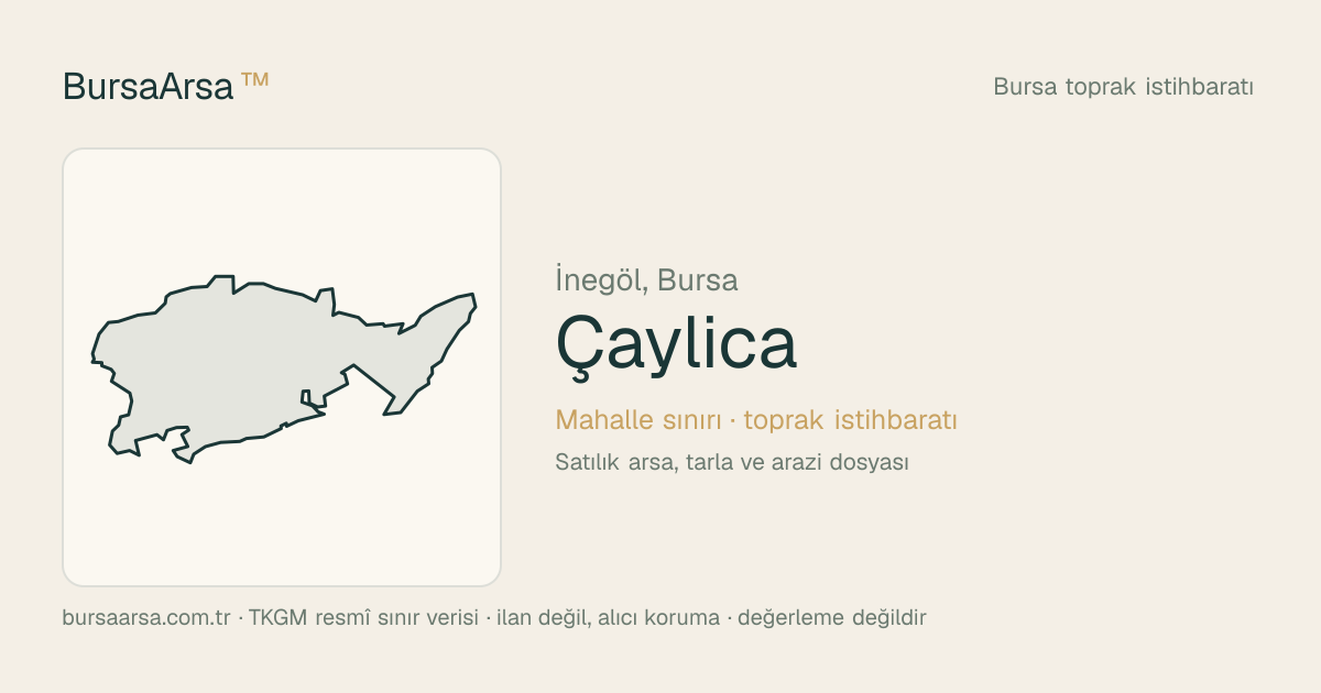 Çaylıca (İnegöl) mahalle sınırı, TKGM kadastro verisi