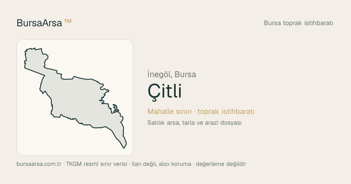 Çitli (İnegöl) mahalle sınırı, TKGM kadastro verisi