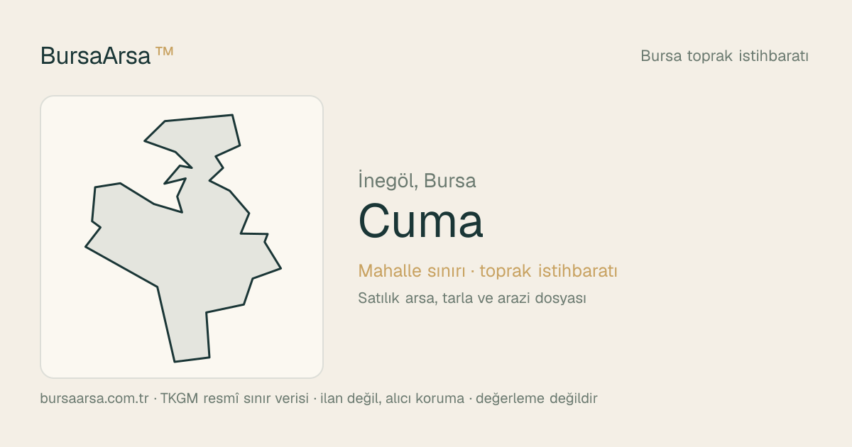 Cuma (İnegöl) mahalle sınırı, TKGM kadastro verisi