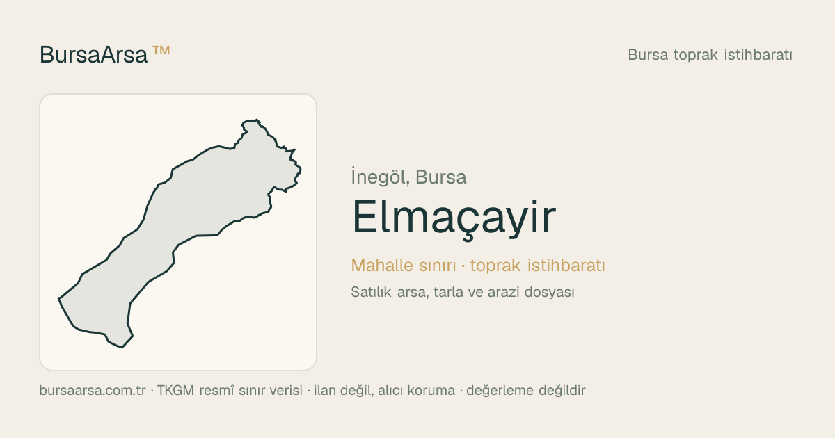 Elmaçayır (İnegöl) mahalle sınırı, TKGM kadastro verisi