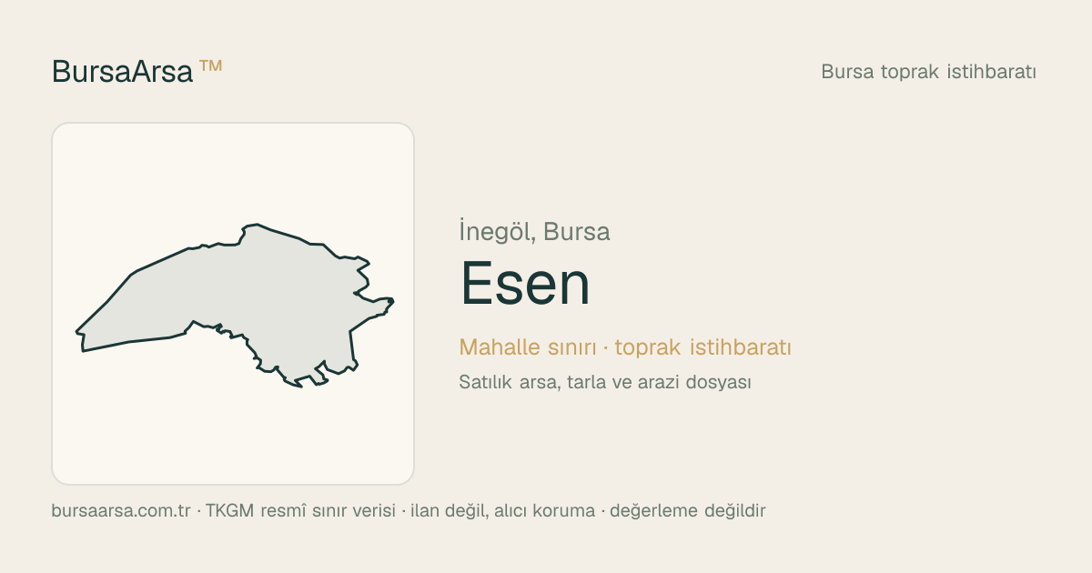 Esen (İnegöl) mahalle sınırı, TKGM kadastro verisi