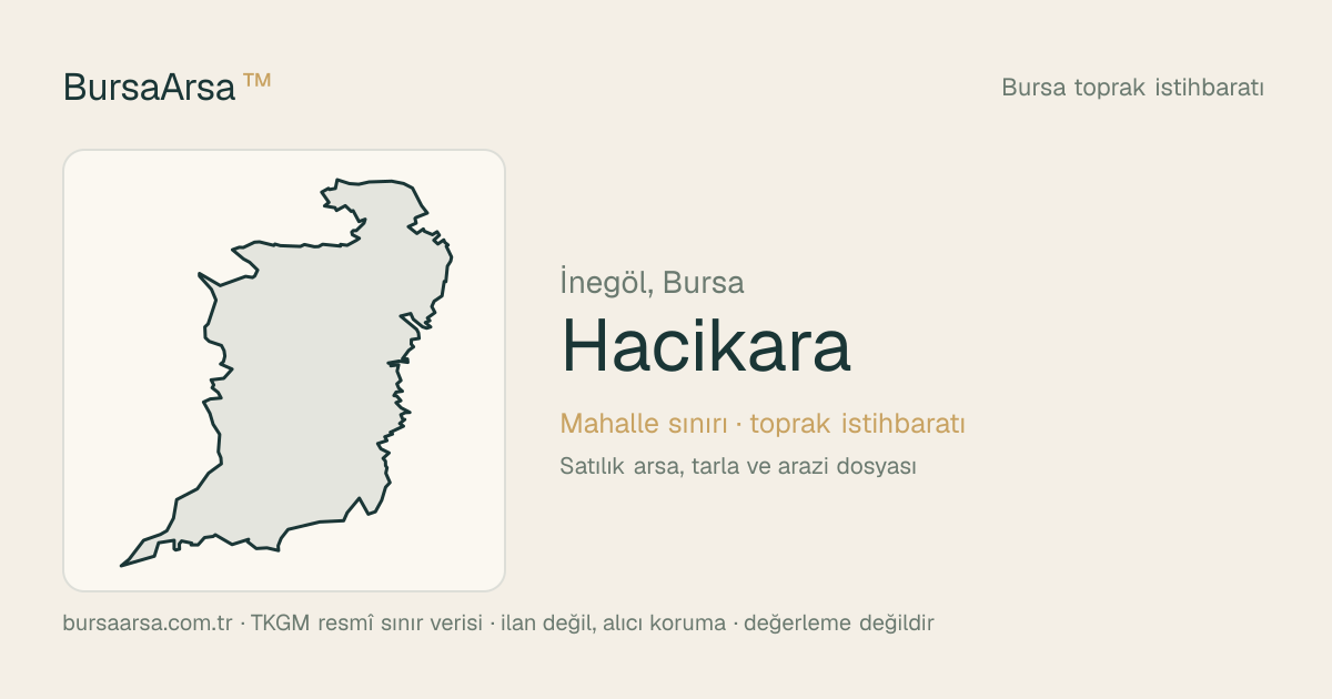 Hacıkara (İnegöl) mahalle sınırı, TKGM kadastro verisi