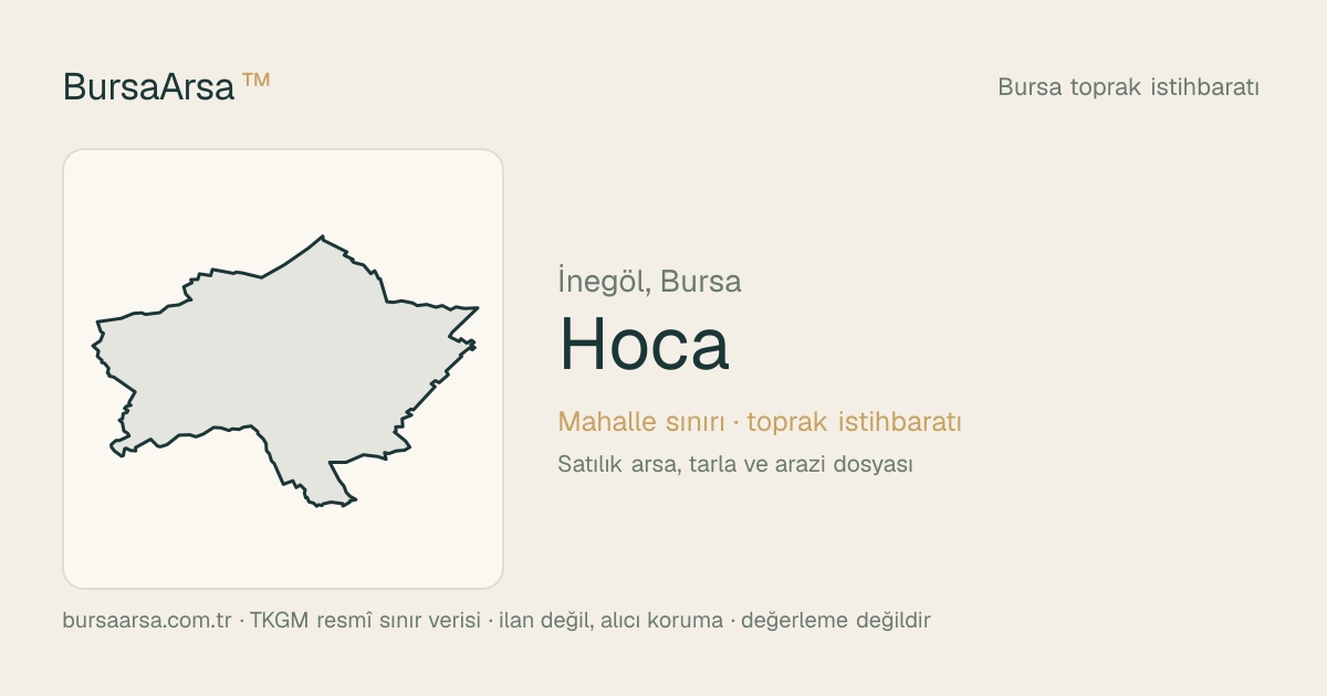 Hoca (İnegöl) mahalle sınırı, TKGM kadastro verisi