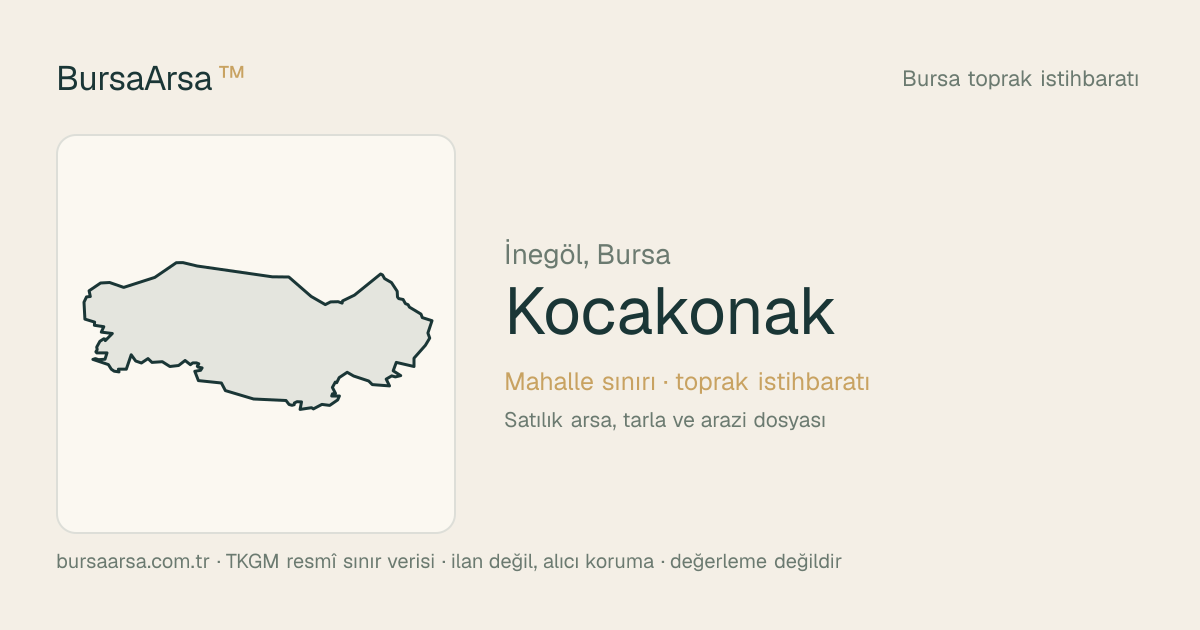 Kocakonak (İnegöl) mahalle sınırı, TKGM kadastro verisi