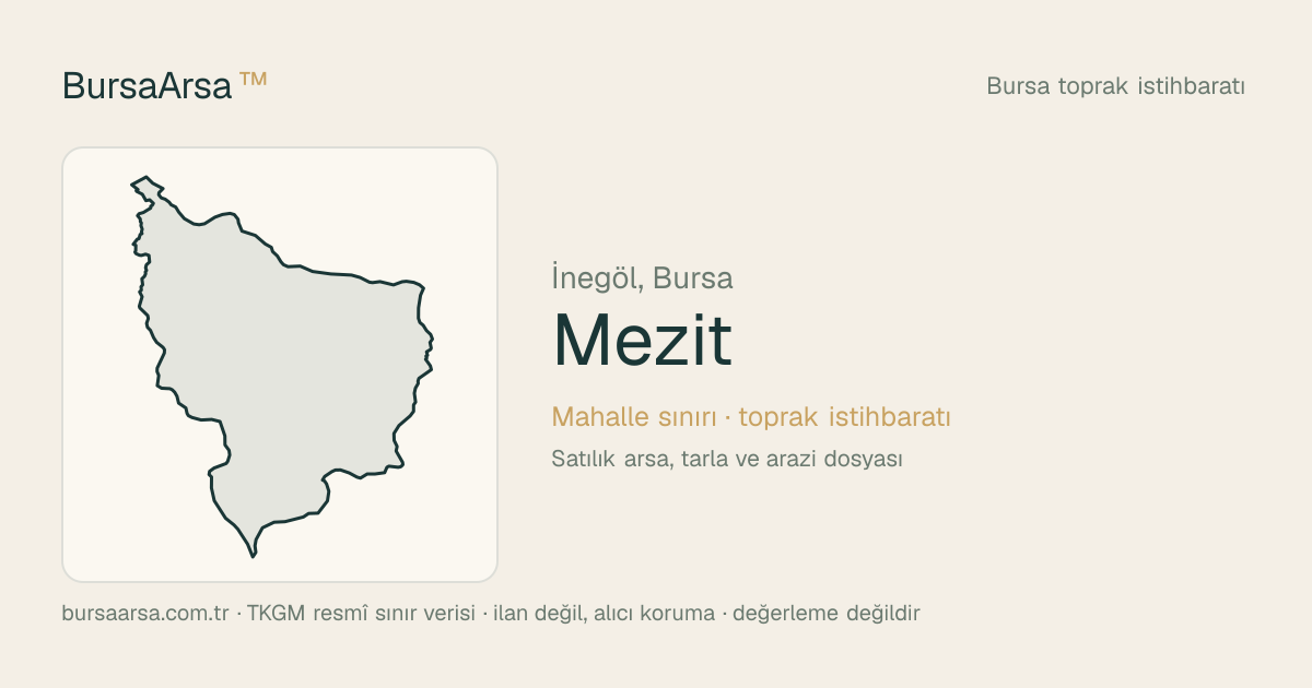 Mezit (İnegöl) mahalle sınırı, TKGM kadastro verisi