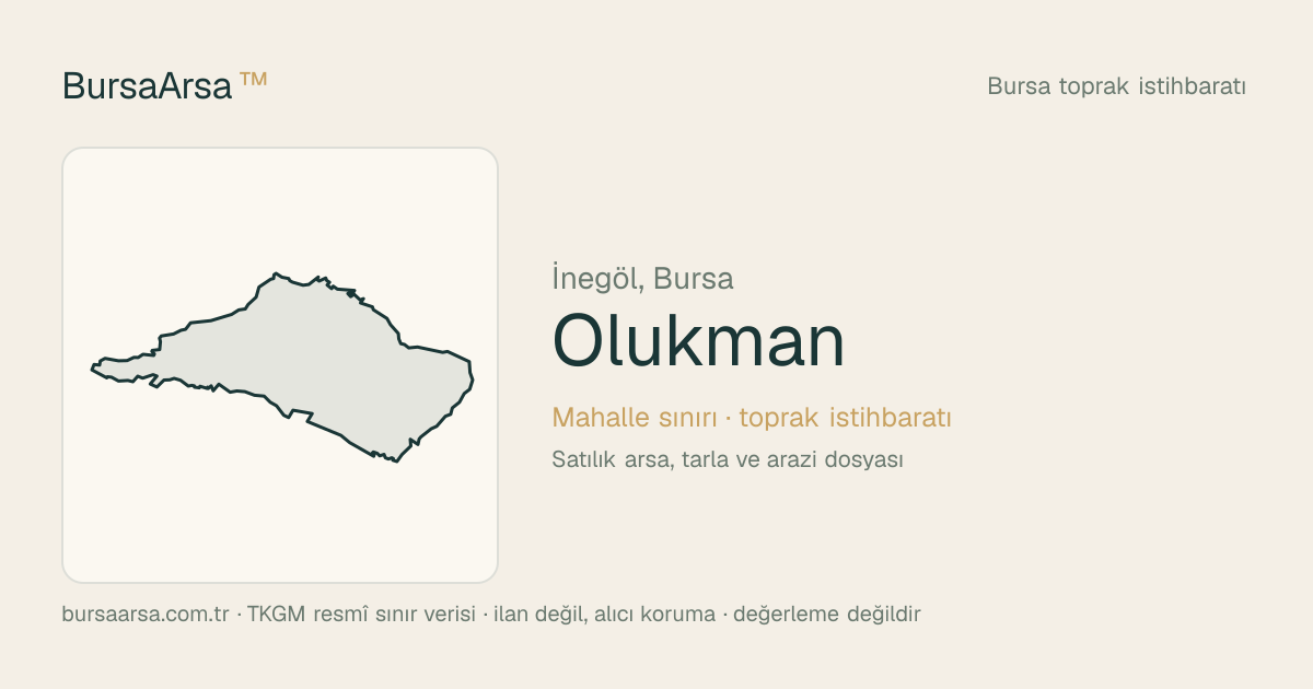 Olukman (İnegöl) mahalle sınırı, TKGM kadastro verisi