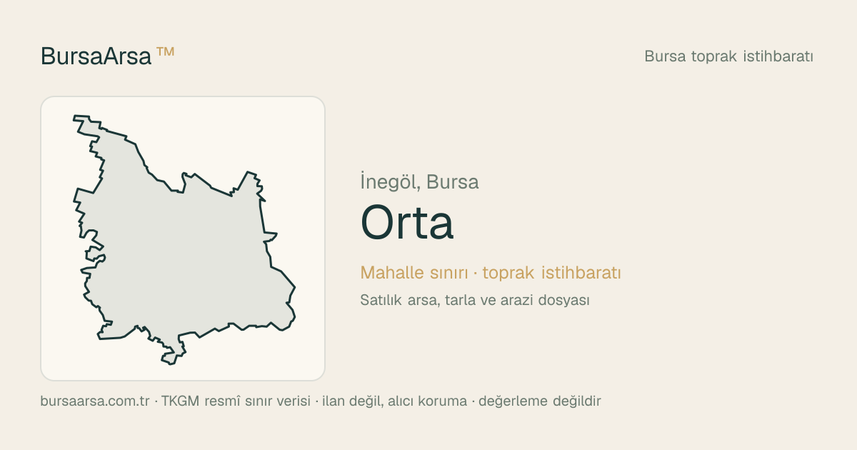 Orta (İnegöl) mahalle sınırı, TKGM kadastro verisi
