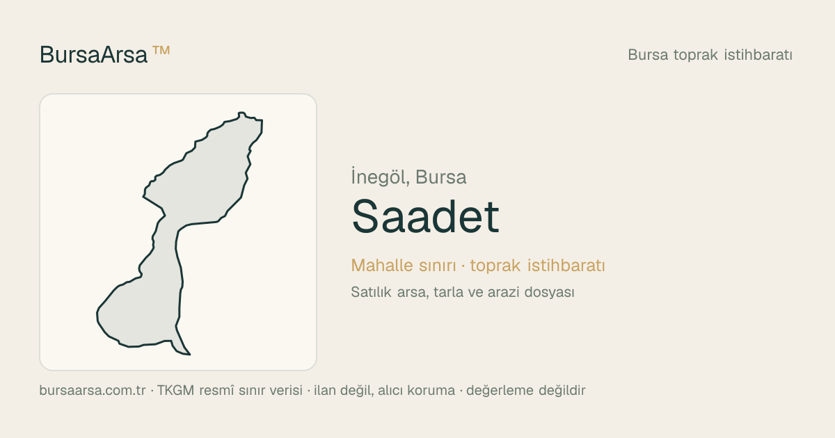 Saadet (İnegöl) mahalle sınırı, TKGM kadastro verisi