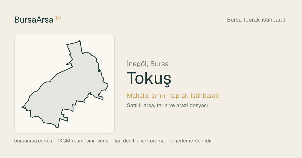 Tokuş (İnegöl) mahalle sınırı, TKGM kadastro verisi