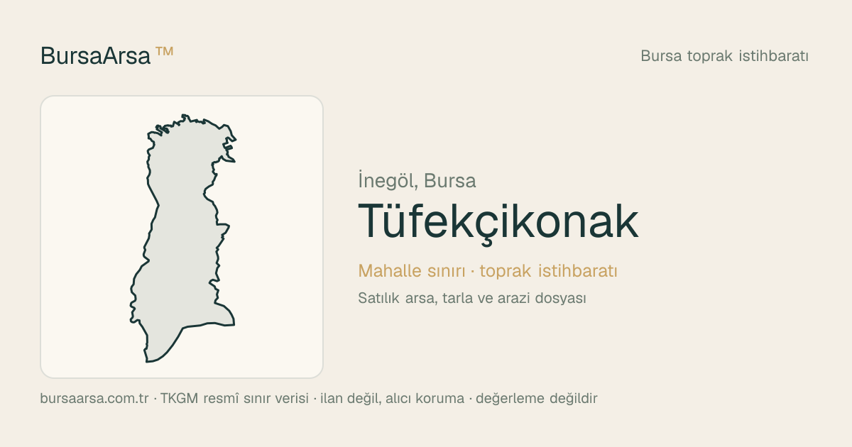 Tüfekçikonak (İnegöl) mahalle sınırı, TKGM kadastro verisi