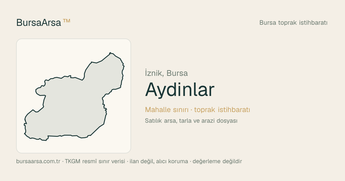Aydınlar (İznik) mahalle sınırı, TKGM kadastro verisi