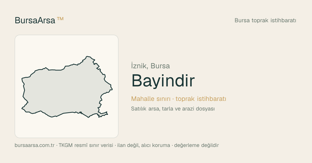 Bayındır (İznik) mahalle sınırı, TKGM kadastro verisi