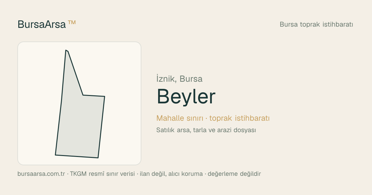 Beyler (İznik) mahalle sınırı, TKGM kadastro verisi