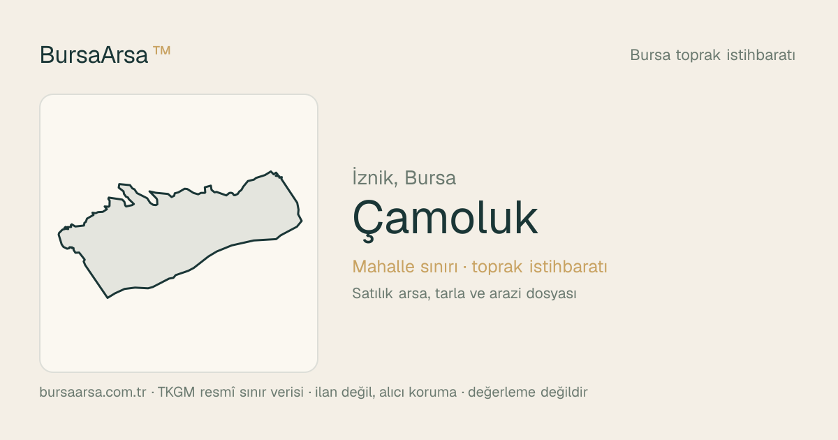 Çamoluk (İznik) mahalle sınırı, TKGM kadastro verisi