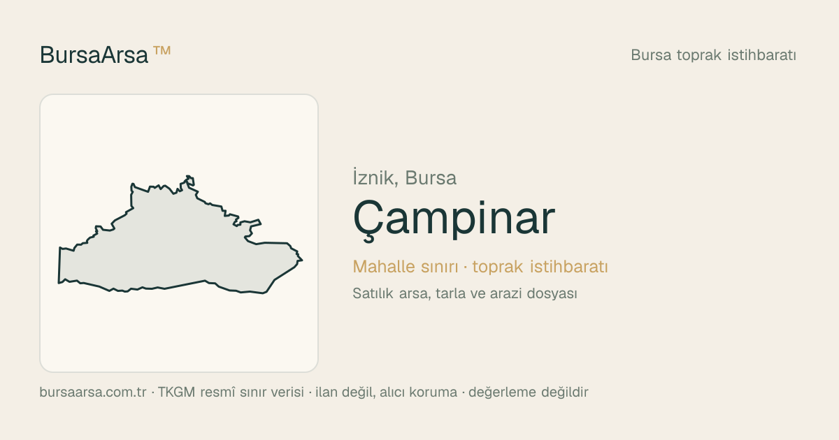 Çampınar (İznik) mahalle sınırı, TKGM kadastro verisi