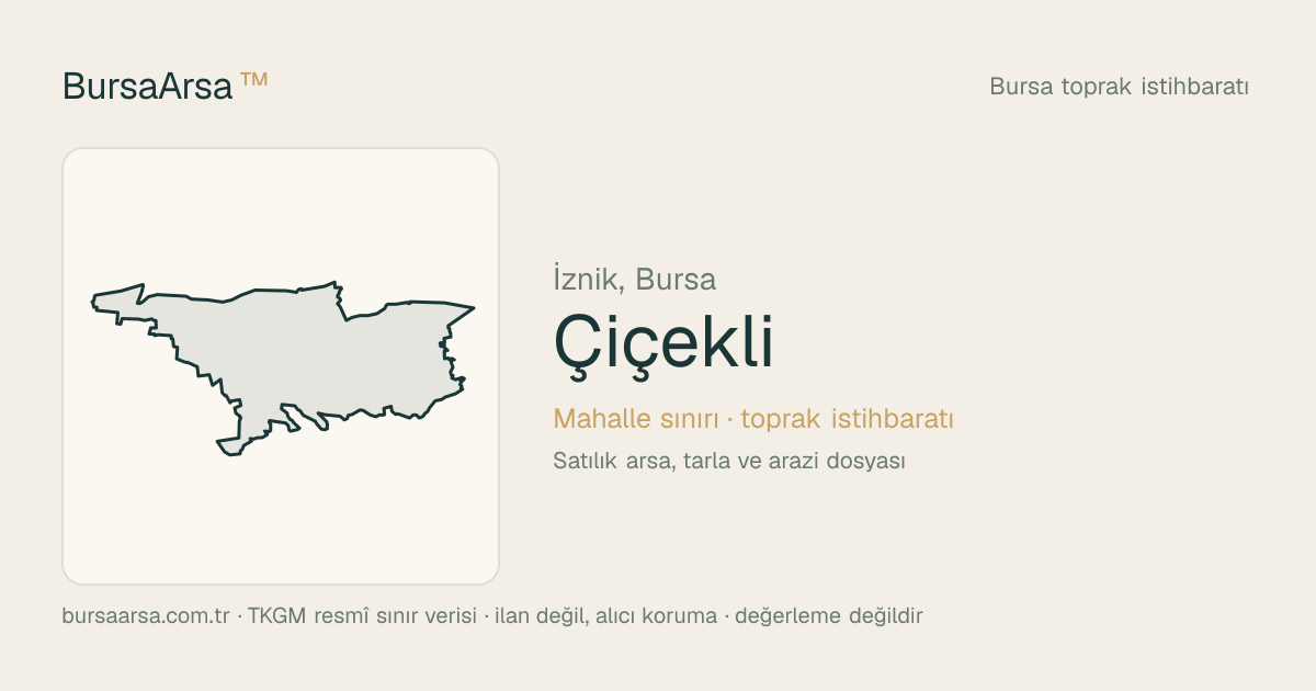 Çiçekli (İznik) mahalle sınırı, TKGM kadastro verisi