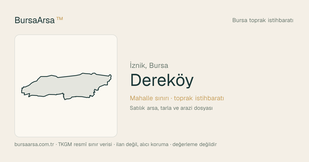 Dereköy (İznik) mahalle sınırı, TKGM kadastro verisi