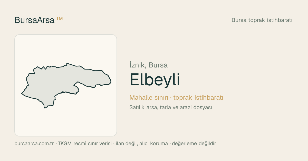 Elbeyli (İznik) mahalle sınırı, TKGM kadastro verisi