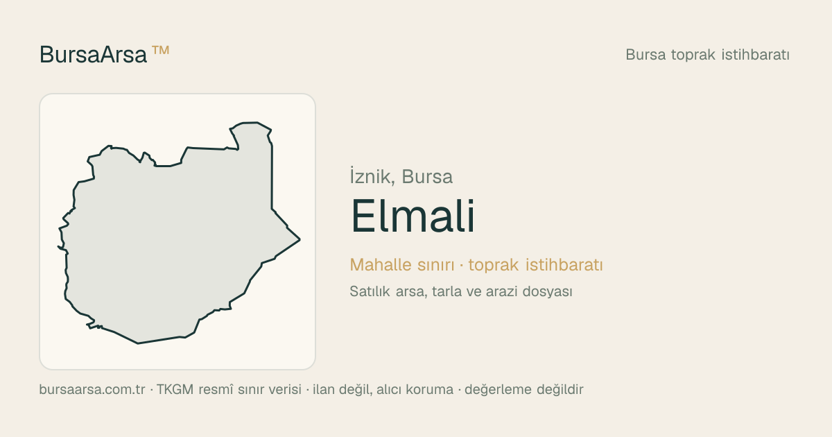 Elmalı (İznik) mahalle sınırı, TKGM kadastro verisi