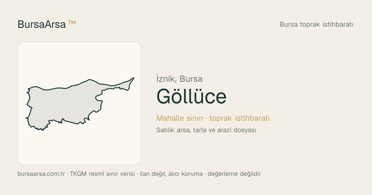 Göllüce (İznik) mahalle sınırı, TKGM kadastro verisi