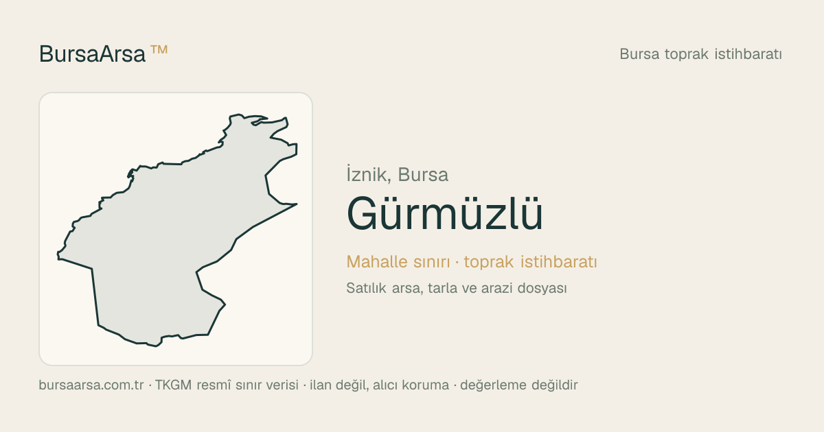 Gürmüzlü (İznik) mahalle sınırı, TKGM kadastro verisi