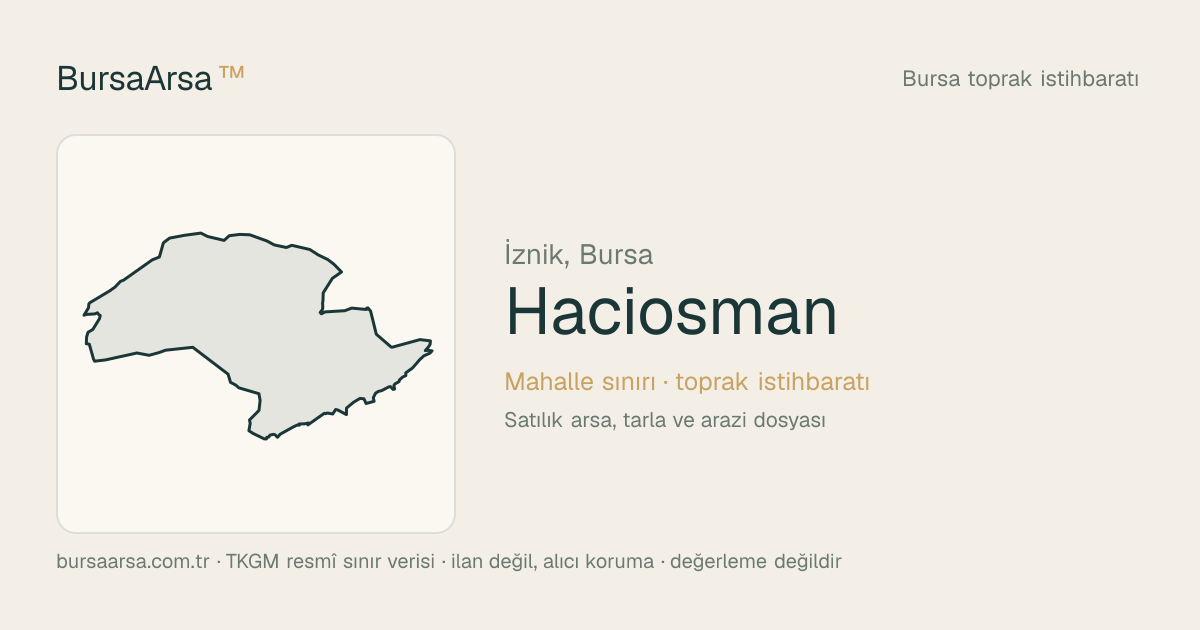 Hacıosman (İznik) mahalle sınırı, TKGM kadastro verisi