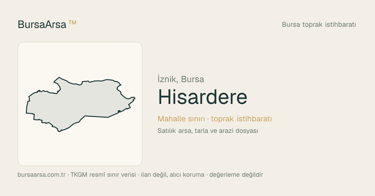 Hisardere (İznik) mahalle sınırı, TKGM kadastro verisi