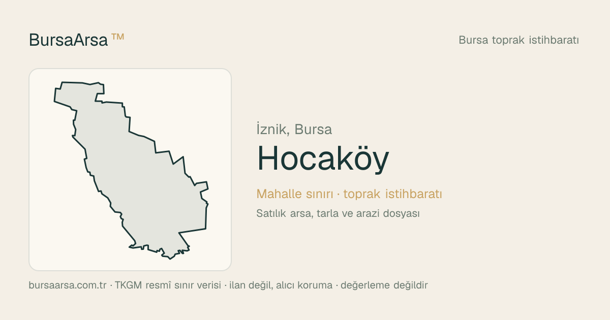 Hocaköy (İznik) mahalle sınırı, TKGM kadastro verisi