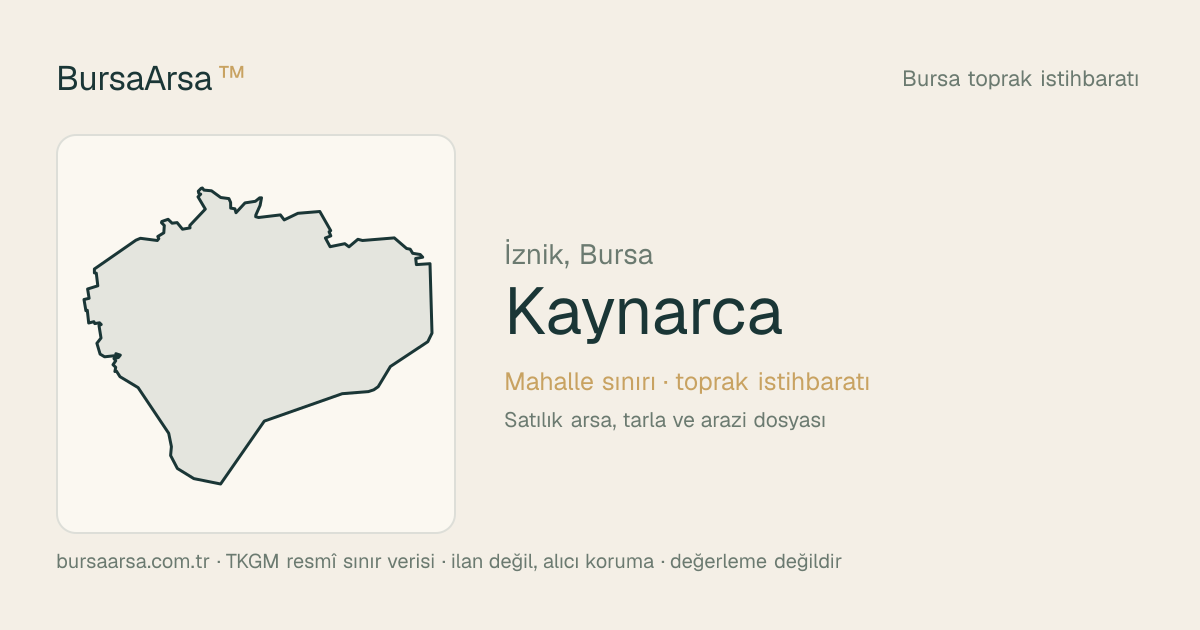 Kaynarca (İznik) mahalle sınırı, TKGM kadastro verisi