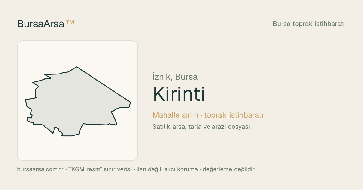 Kırıntı (İznik) mahalle sınırı, TKGM kadastro verisi