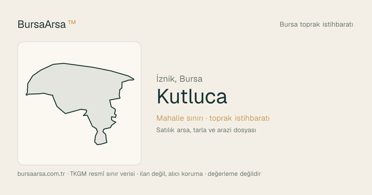 Kutluca (İznik) mahalle sınırı, TKGM kadastro verisi