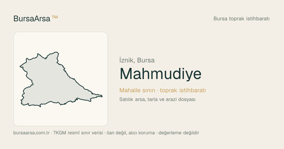 Mahmudiye (İznik) mahalle sınırı, TKGM kadastro verisi
