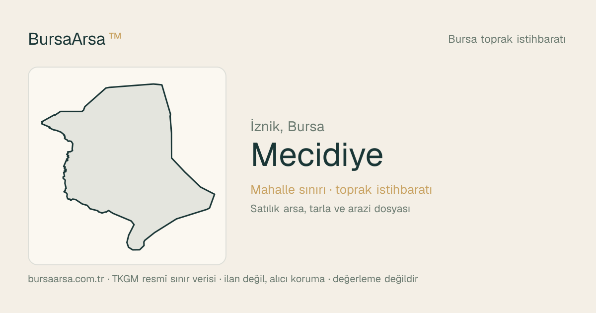 Mecidiye (İznik) mahalle sınırı, TKGM kadastro verisi