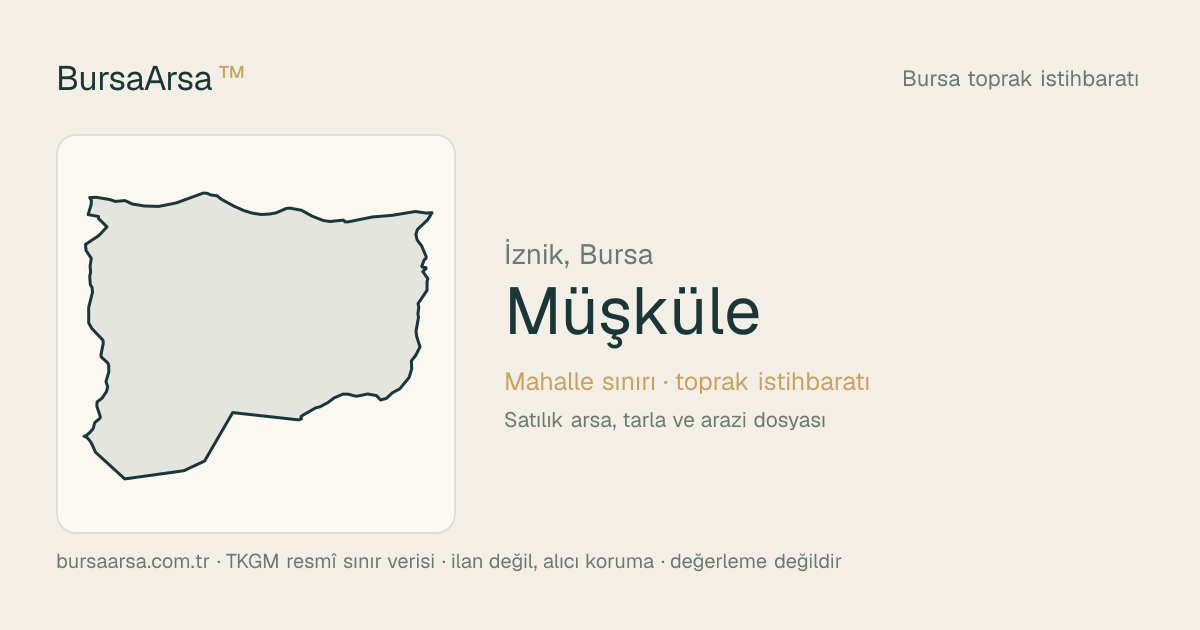 Müşküle (İznik) mahalle sınırı, TKGM kadastro verisi