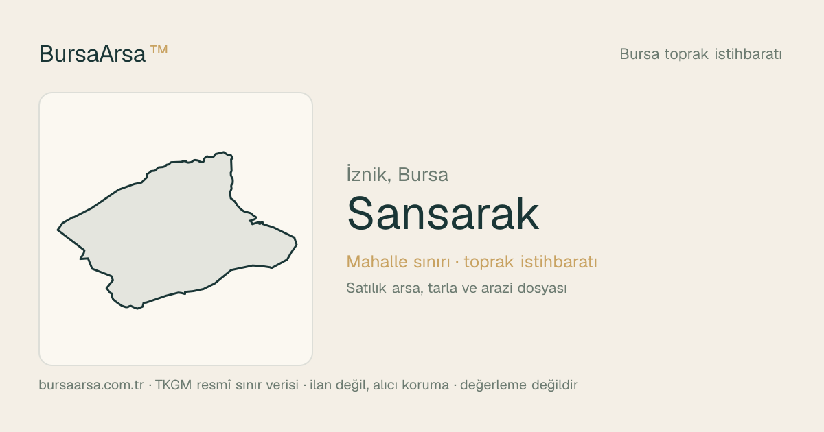 Sansarak (İznik) mahalle sınırı, TKGM kadastro verisi