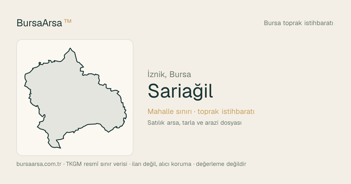 Sarıağıl (İznik) mahalle sınırı, TKGM kadastro verisi