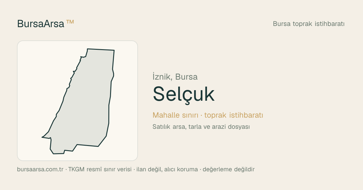 Selçuk (İznik) mahalle sınırı, TKGM kadastro verisi
