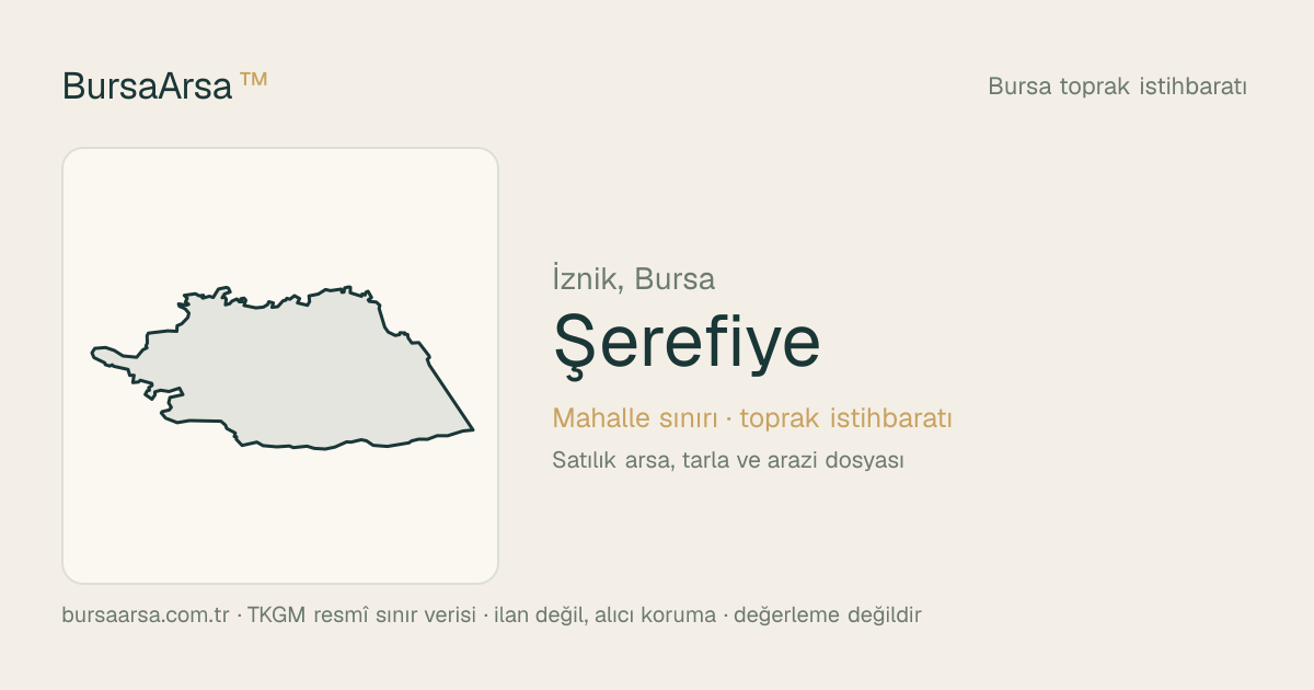 Şerefiye (İznik) mahalle sınırı, TKGM kadastro verisi
