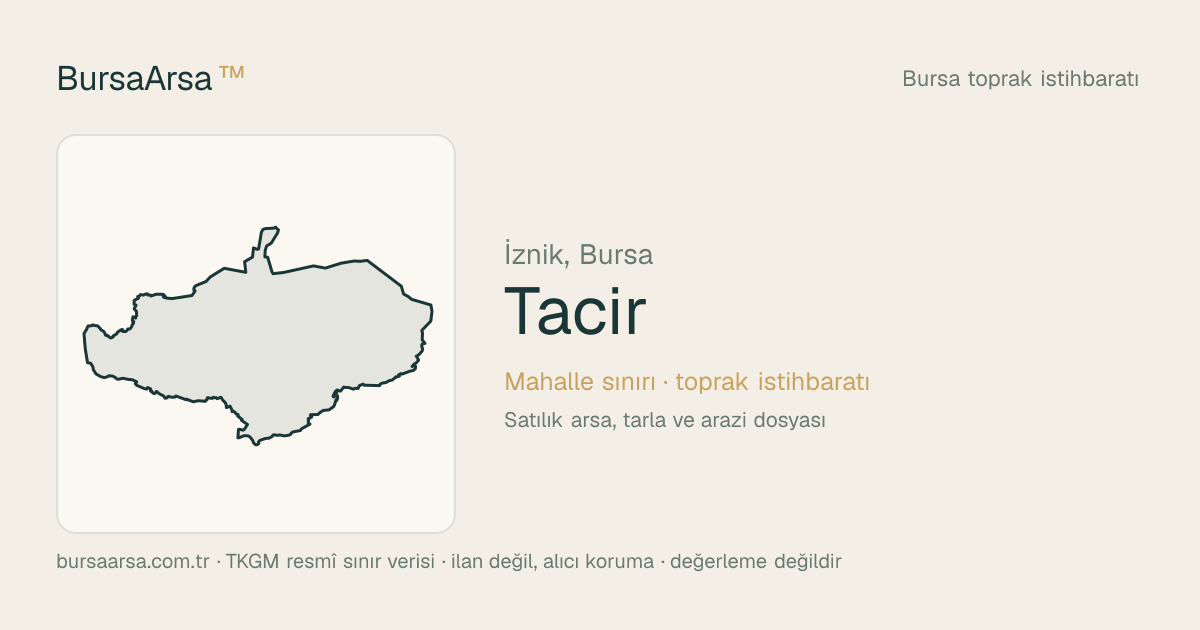 Tacir (İznik) mahalle sınırı, TKGM kadastro verisi