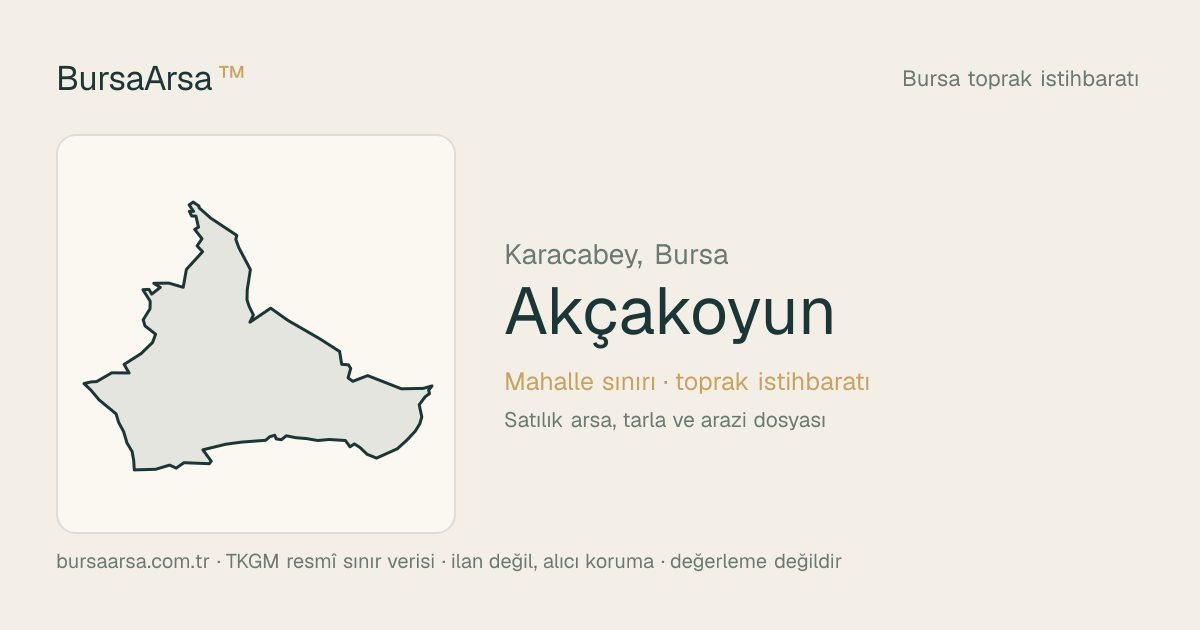 Akçakoyun (Karacabey) mahalle sınırı, TKGM kadastro verisi