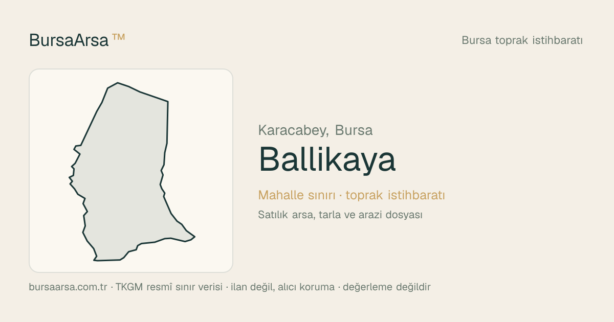 Ballıkaya (Karacabey) mahalle sınırı, TKGM kadastro verisi