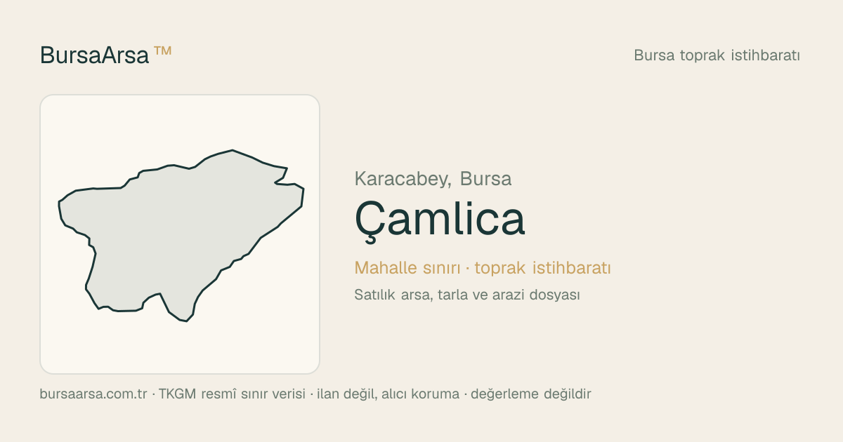 Çamlıca (Karacabey) mahalle sınırı, TKGM kadastro verisi