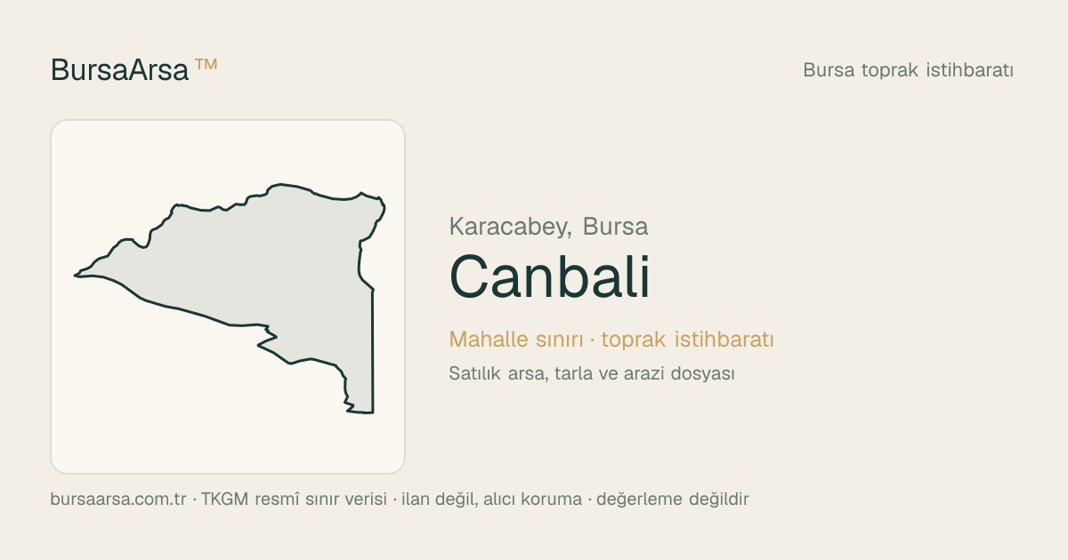 Canbalı (Karacabey) mahalle sınırı, TKGM kadastro verisi