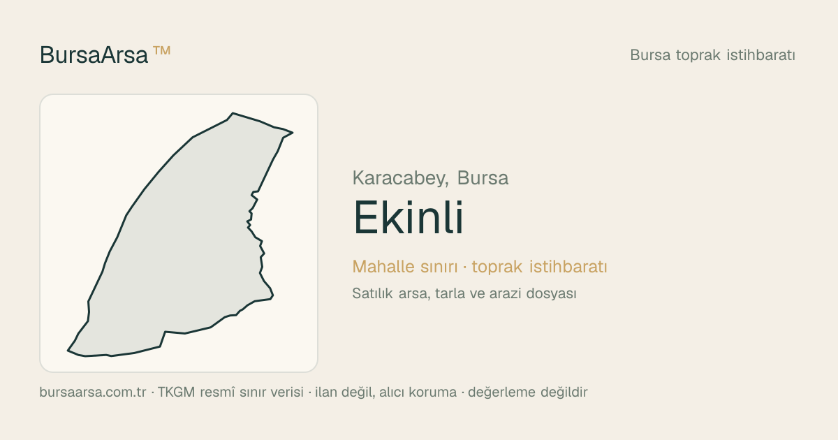 Ekinli (Karacabey) mahalle sınırı, TKGM kadastro verisi