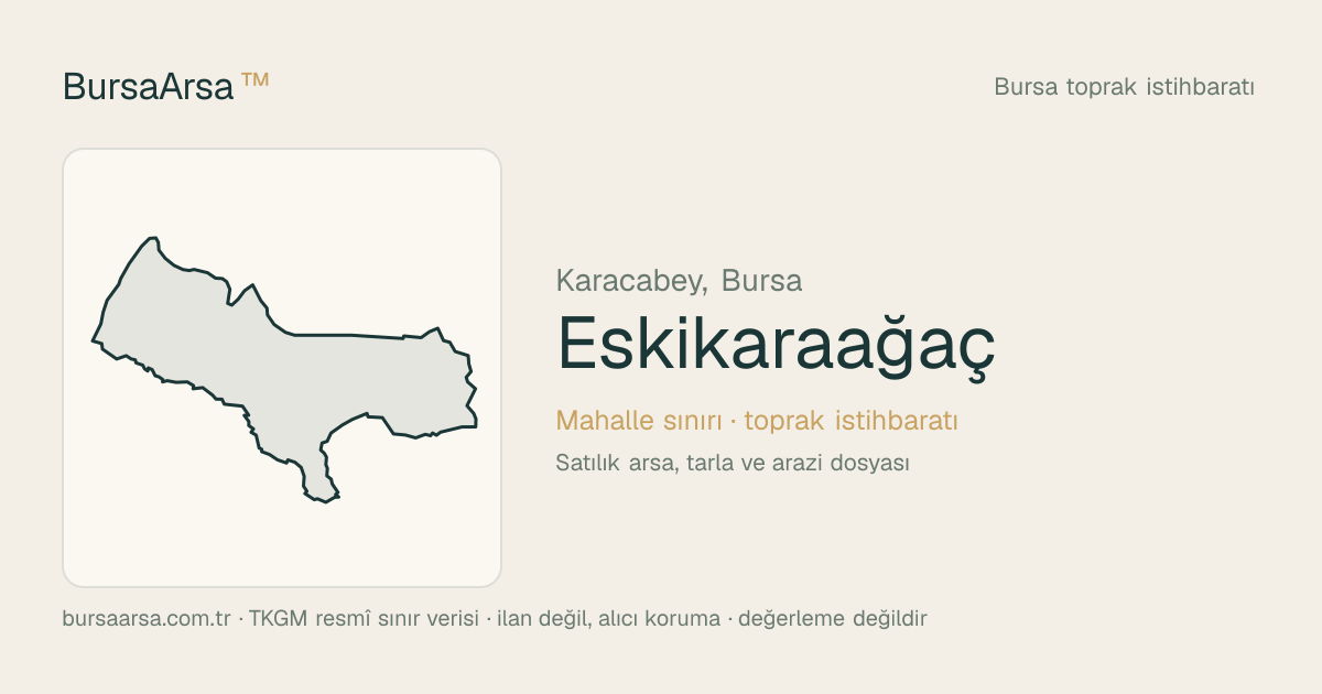 Eskikaraağaç (Karacabey) mahalle sınırı, TKGM kadastro verisi
