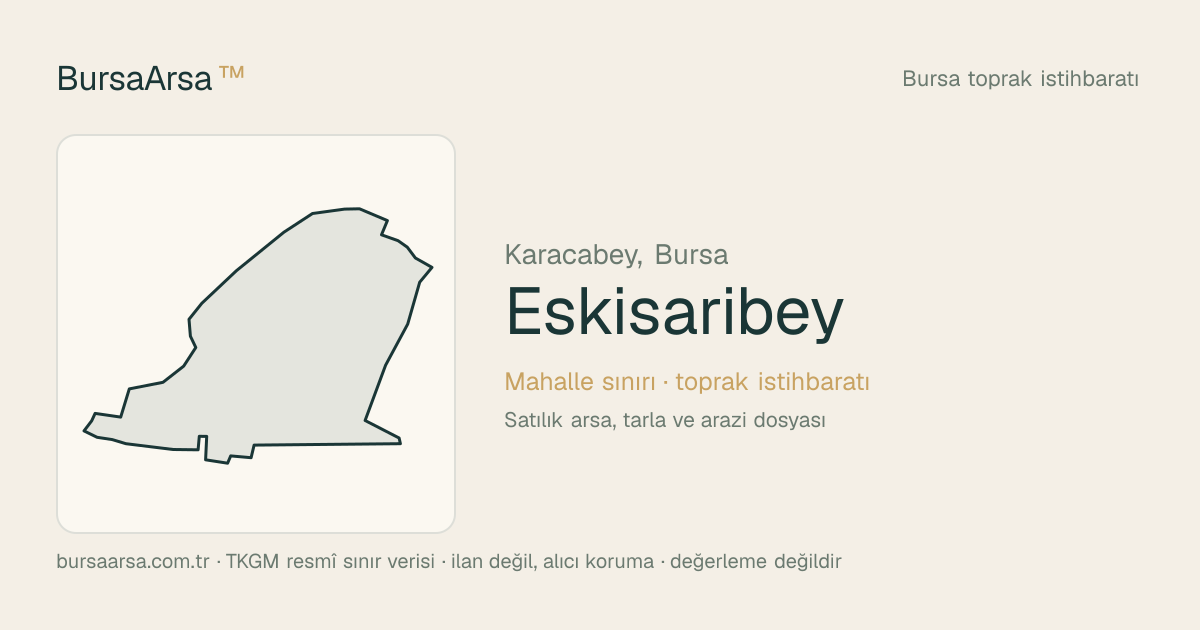 Eskisarıbey (Karacabey) mahalle sınırı, TKGM kadastro verisi