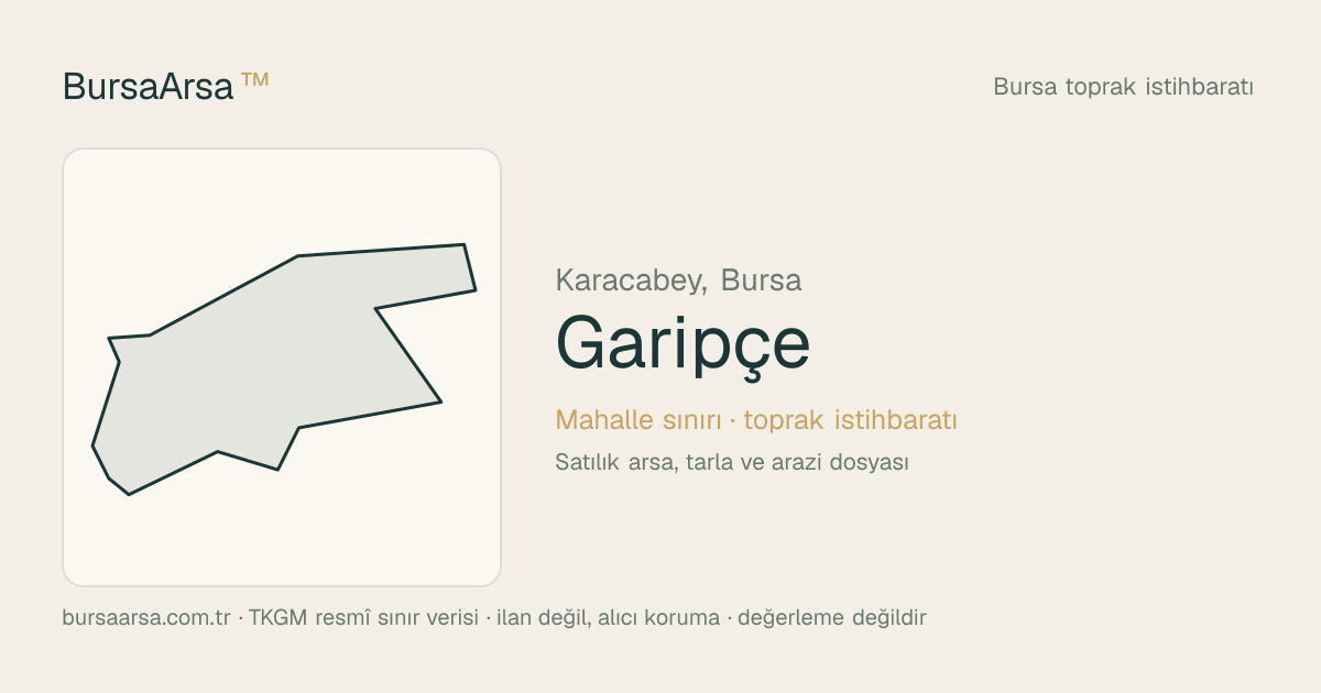 Garipçe (Karacabey) mahalle sınırı, TKGM kadastro verisi