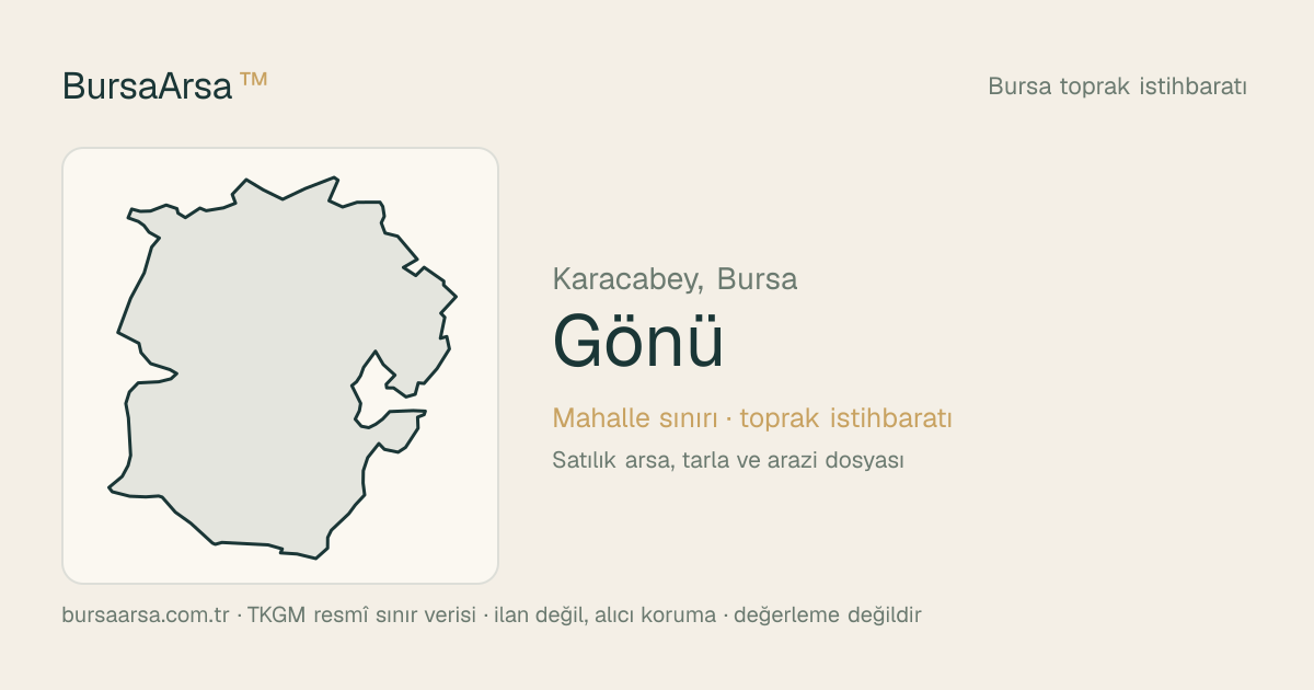 Gönü (Karacabey) mahalle sınırı, TKGM kadastro verisi