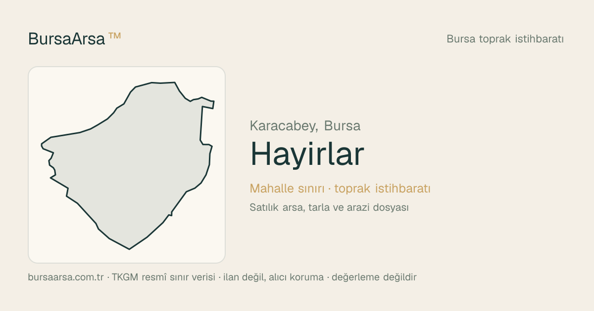 Hayırlar (Karacabey) mahalle sınırı, TKGM kadastro verisi