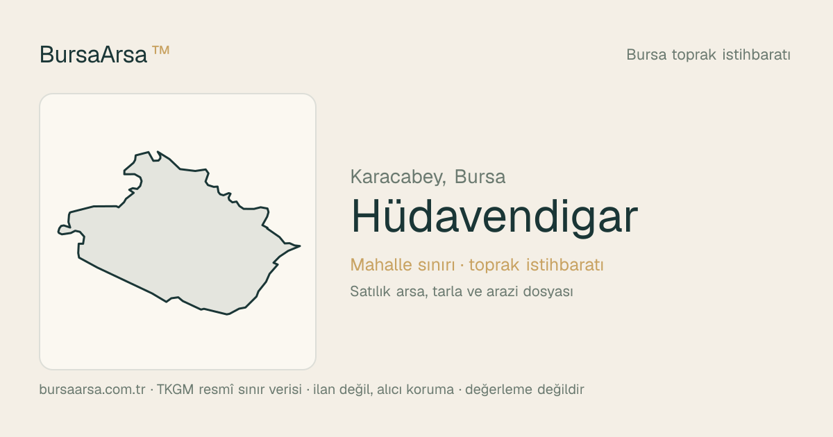 Hüdavendigar (Karacabey) mahalle sınırı, TKGM kadastro verisi